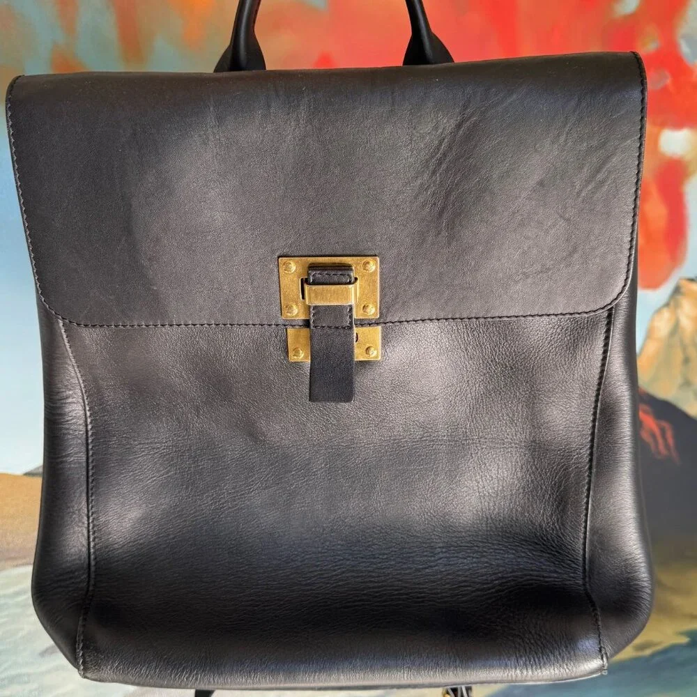 Great Condition Black Leather Sophie Hulme Bag/ Backpack (convertible) - Picture 7 of 16